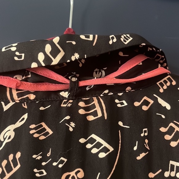 ModCloth Music Note Print Blouse with Removable Neck Tie NWOT XL - Picture 7 of 7